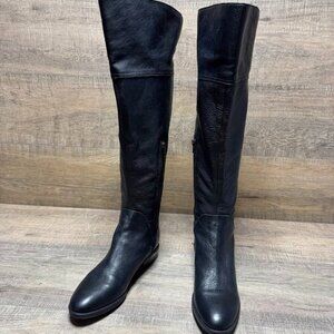 Vince Camuto Pedra Black Leather Over The Knee Boots Women's Size 7.5